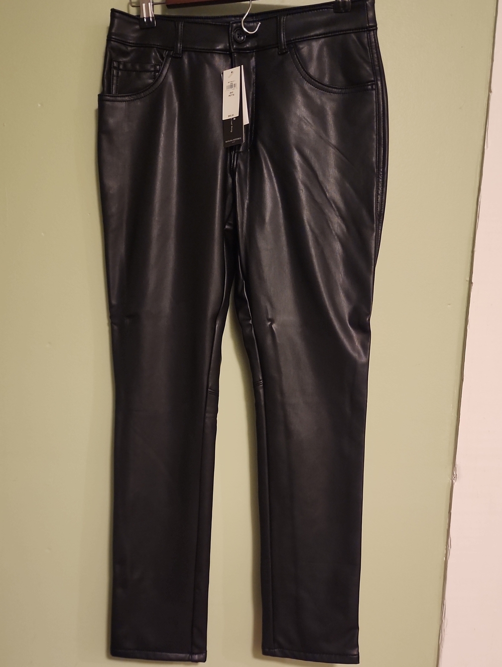 Banana Republic Black Straight-Leg Vegan Leather Jeans
